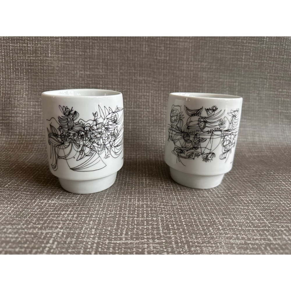 Museum Jorn Silkeborg Denmark Asger Jorn Art Cups Set of 2 White Black 10-20-003